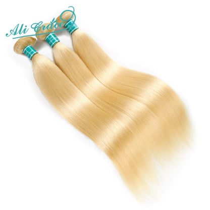 Ali Grace 613 Honey Blonde Color Straight Hair Bundles 10-30 inch Remy Human Hair Weaving 3 Bundle Deal Hair Extension