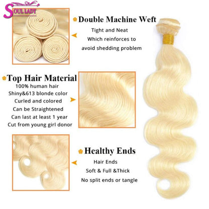 613 Blonde Body Wave Bundles Brazilian Human Hair Bundles Extension Hair Honey Body Wave Hair Weave Weft 8-30 Inch Free Shipping
