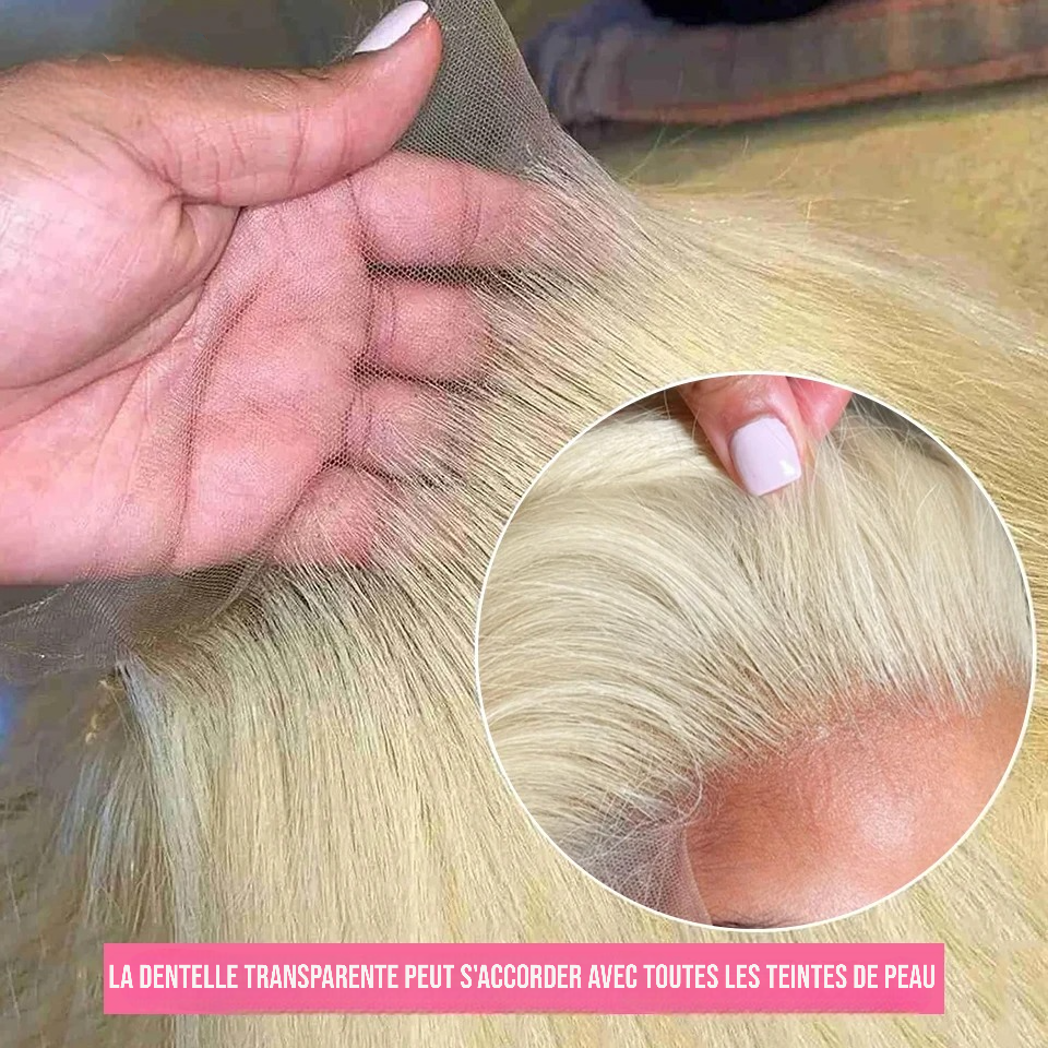 Wkm hair™ Frontale en dentelle blonde lisse 13x4