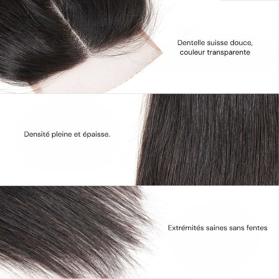 Wkm hair™ Closure en dentelle transparente 5x5 (Lace Closure)