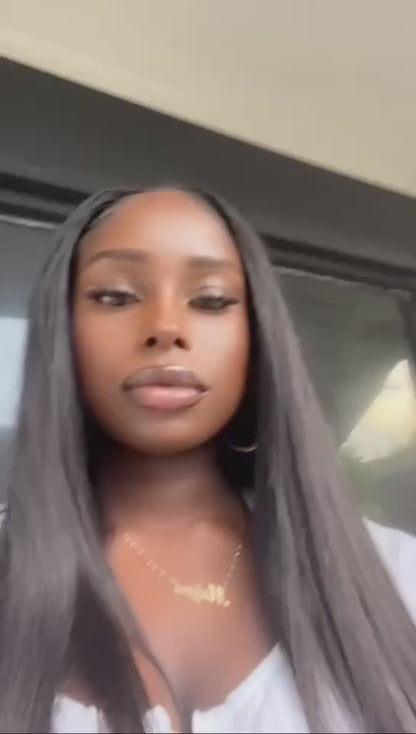 Wkm hair™ EXTENSION DE CHEVEUX LISSE + 13X4 FERMETURE FRONTALE