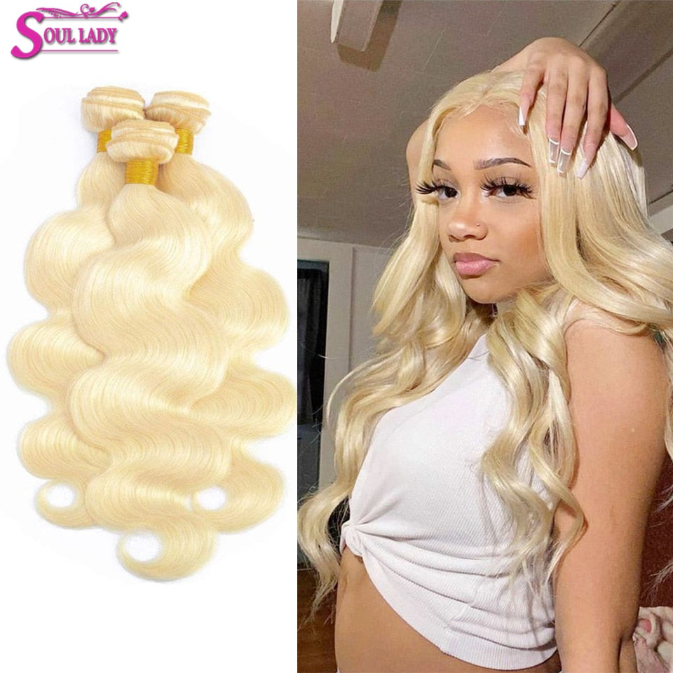 613 Blonde Body Wave Bundles Brazilian Human Hair Bundles Extension Hair Honey Body Wave Hair Weave Weft 8-30 Inch Free Shipping