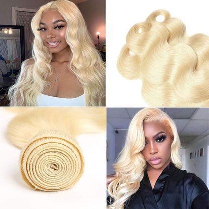 Wkm Hair cheveux Brésilien Blond 613 Body Wave naturel 100%, mèches de cheveux humains, extension de cheveux, Lot de 1/3/4 paquets - Wkm Hair