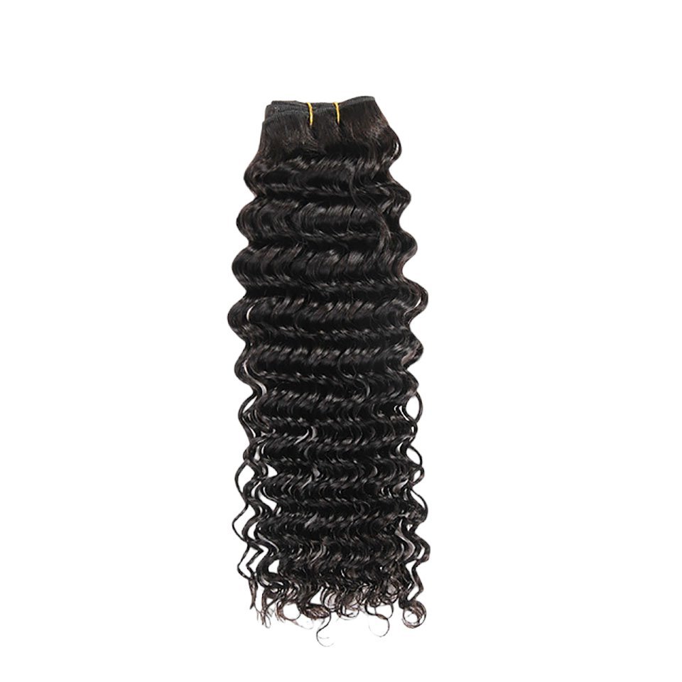 Wkm hair™ Extension de Cheveux Brésiliens Deep Wave / Cheveux humain 100%, couleur naturelle, 12-28 pouces, Lot de 1/3/4 paquets - Wkm Hair