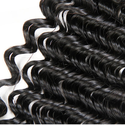 Wkm Hair Tissage en lot brésilien Deep Wave naturel 100%, mèches de cheveux humains, extension de cheveux, Lot de 1/3/4 paquets - Wkm Hair