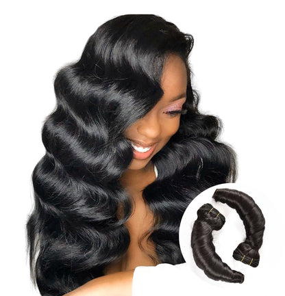 Wkm Hair Tissage en lot brésilien Hollywood wave Double trame naturel 100%, mèches de cheveux humains, extension de cheveux, Lot de 1/3/4 paquets - Wkm Hair