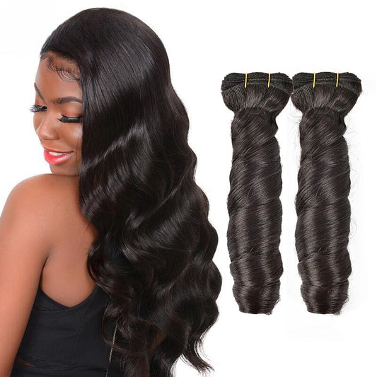 Wkm Hair Tissage en lot brésilien Hollywood wave Double trame naturel 100%, mèches de cheveux humains, extension de cheveux, Lot de 1/3/4 paquets - Wkm Hair