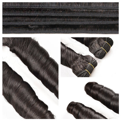 Wkm Hair Tissage en lot brésilien Hollywood wave Double trame naturel 100%, mèches de cheveux humains, extension de cheveux, Lot de 1/3/4 paquets - Wkm Hair