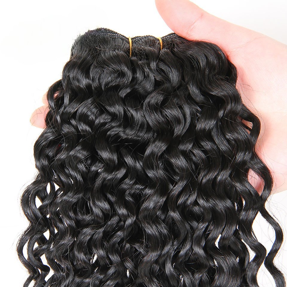 Wkm Hair Tissage en lot Deep Wave brésilien 100% naturel couleur naturelle, lot de 3 - Wkm Hair