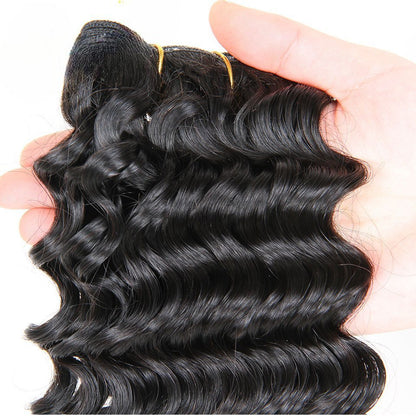 Wkm Hair Tissage en lot Deep Wave brésilien 100% naturel, couleur naturelle, lot de 4 - Wkm Hair