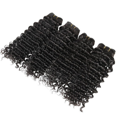 Wkm Hair Tissage en lot Deep Wave brésilien 100% naturel, couleur naturelle, lot de 4 - Wkm Hair