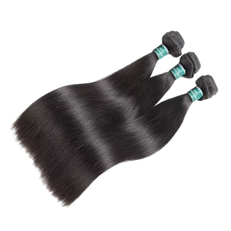 Wkm Hair Tissage en lot Indien Straight naturel 100%, mèches de cheveux humains, extension de cheveux, Lot de 3 - Wkm Hair